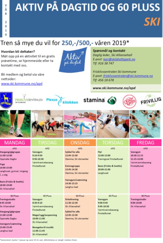 Bilde av aktivitetsplanen våren 2019