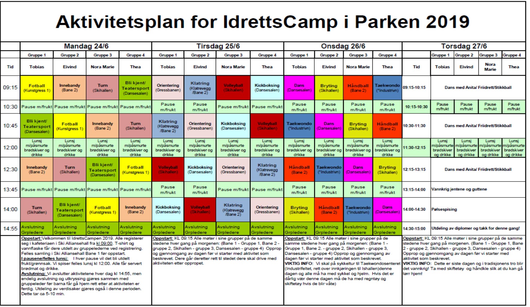 Aktivitetsoversikt 2019