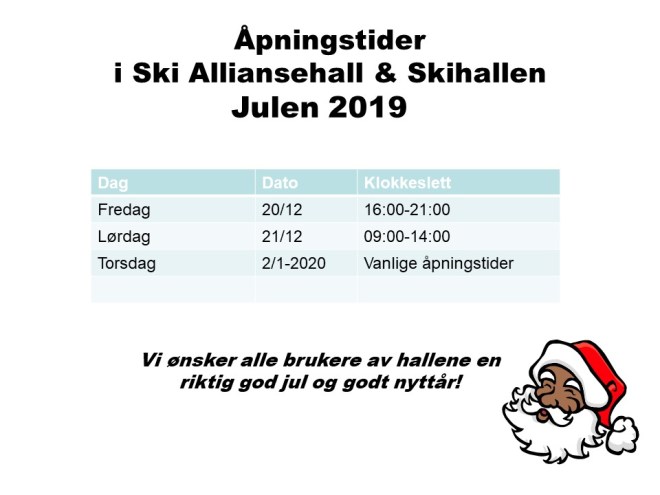 Åpningstider julen 2019
